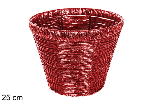 [115825] Cache-pot rond rouge vif 25 cm