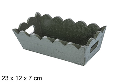 [115876] Bandeja madera ondulada Navidad color verde 23x12 cm