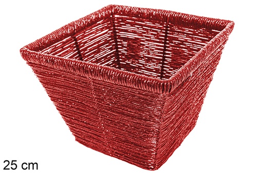 [115970] Vaso de flores quadrado vermelho brilhante 25 cm