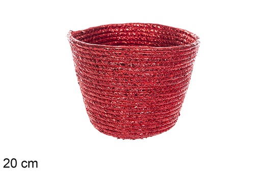 [116037] Panier rond corde de papier rouge 20 cm