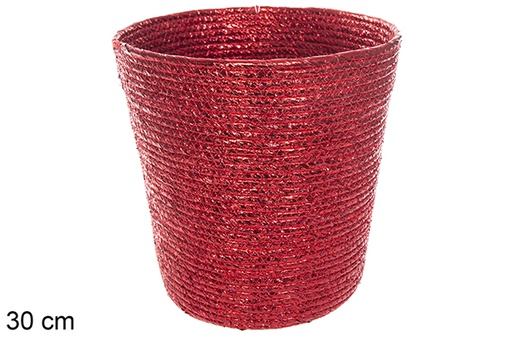[116039] Corbeille ronde corde de papier rouge 30 cm