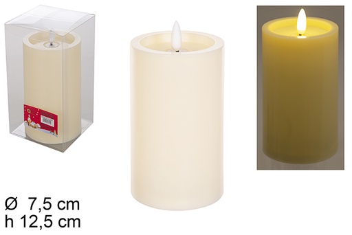 [116073] Beige LED candle fixed flame 7,5x12,5 cm