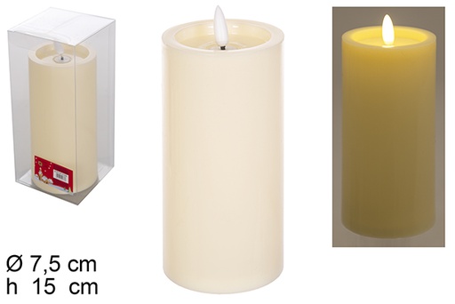 [116074] Beige LED candle fixed flame 7,5x15 cm
