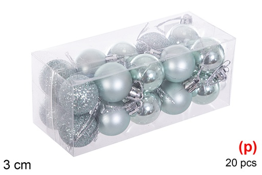 [116104] Pack 20 mint green glossy/matt/glitter balls 3 cm