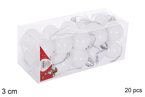 [116105] Pack 20 boules à paillettes blanches 3 cm