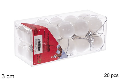 [116106] Pack 20 boules blanc brillant/mat 3 cm