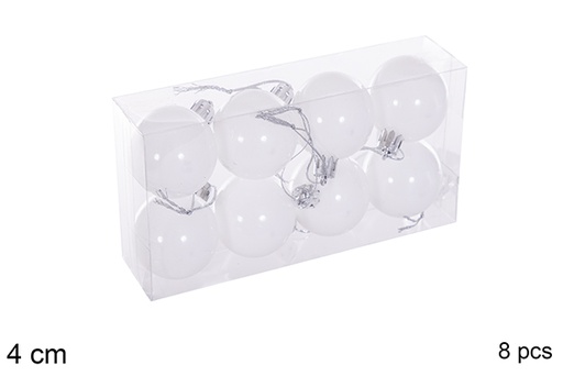[116117] Pack 8 bolas blanca brillo 4 cm