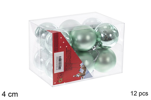 [116128] Pack 12 mint green glossy/matt balls 4 cm