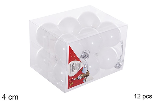 [116129] Pack 12 boules blanches scintillantes 4 cm