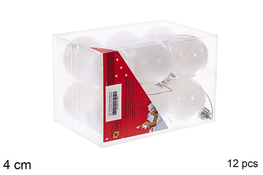 [116130] Pack 12 palline bianco lucido/opaco 4 cm