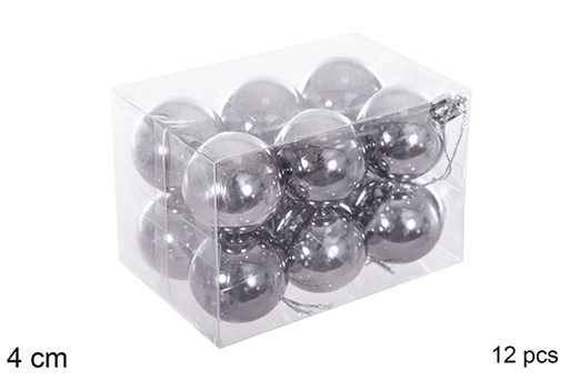 [116131] Pack 12 grey glitter balls 4 cm