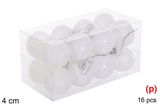 [116136] Pack 16 palline bianco lucido/opaco 4 cm