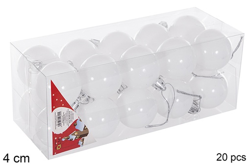 [116147] Pack 20 white glitter balls 4 cm