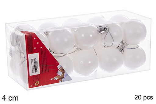 [116148] Pack 20 boules blanches brillantes/mates 4 cm