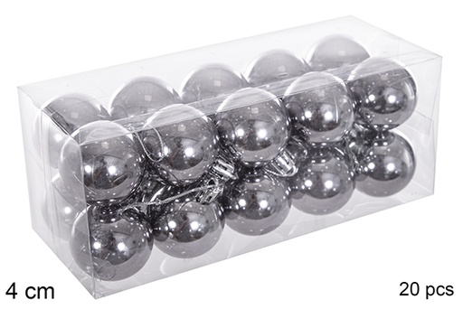 [116149] Pack 20 palline glitterate grigie 4 cm