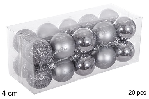 [116150] Pack 20 grey gloss/matte/glitter balls 4 cm
