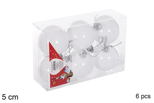 [116153] Pack 6 boules pailletées blanches 5 cm