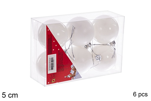 [116154] Pack 6 glossy/matte white balls 5 cm