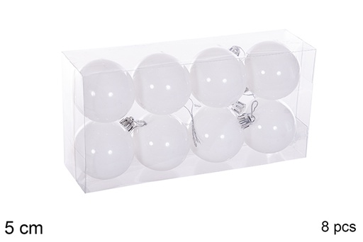 [116159] Pack 8 white glitter balls 5 cm