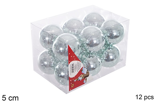 [116169] Pack 12 boules pailletées vert menthe 5 cm