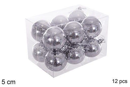 [116173] Pack 12 bolas gris brillo 5 cm