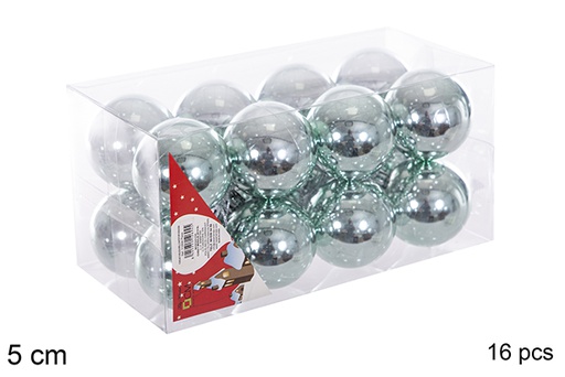 [116175] Pack 16 boules pailletées vert menthe 5 cm