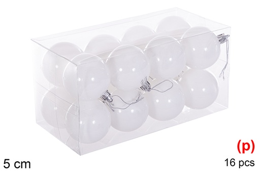 [116177] Pack 16 boules pailletées blanches 5 cm