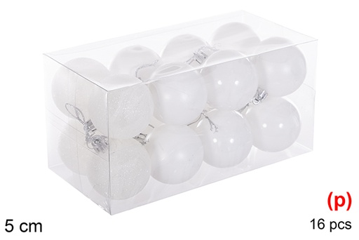 [116178] Pack 16 glossy/matt/purpurin white balls 5 cm