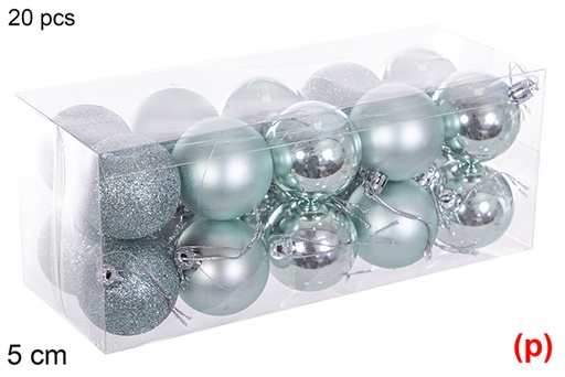 [116188] Pack 20 mint green glitter/matte/glitter balls 5 cm