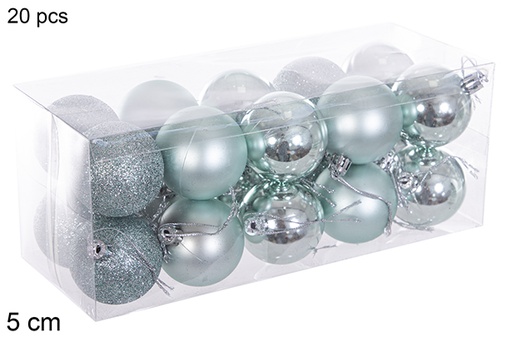 [116188] Pack 20 palline verde menta lucide/opache/glitter 5 cm