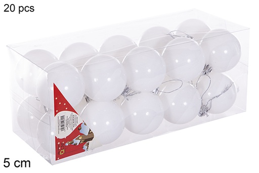 [116189] Pack 20 boules à paillettes blanches 5 cm