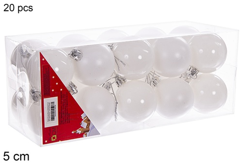 [116190] Pack 20 boules blanches brillantes/mates 5 cm