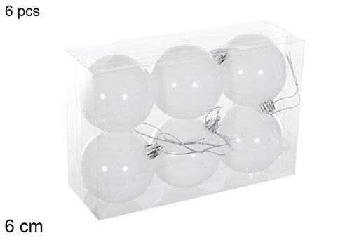 [116195] Pack 6 white glitter balls 6 cm