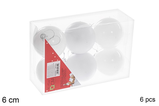 [116196] Pack 6 bolas blanca brillo/mate  6 cm