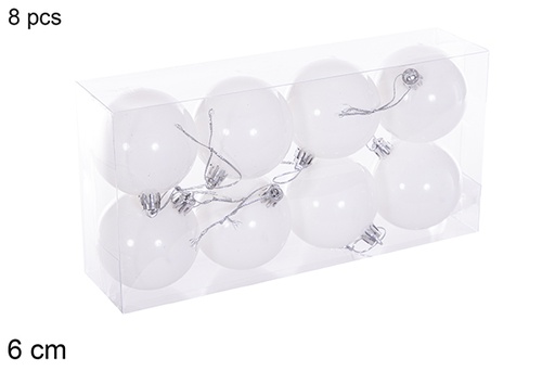 [116201] Pack 8 white glitter balls 6 cm