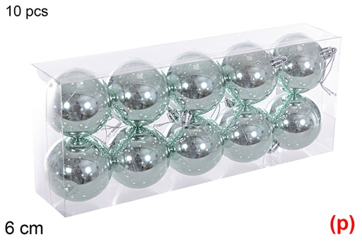 [116205] Pack 10 palline glitter verde menta 6 cm