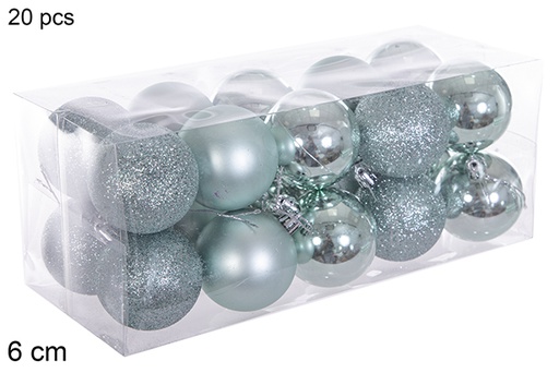 [116230] Pack 20 mint green glossy/matt/glitter balls 6 cm