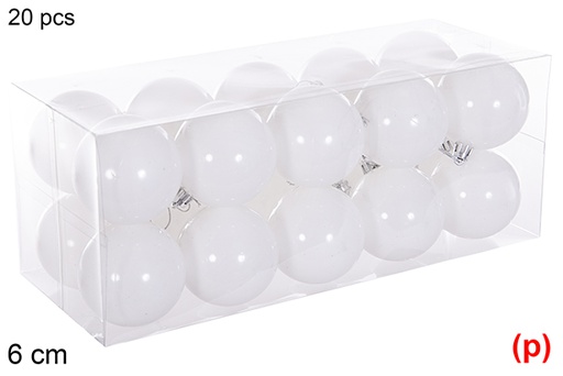 [116231] Pack 20 white glitter balls 6 cm