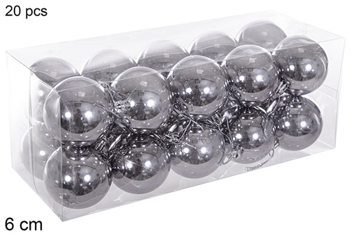 [116233] Pack 20 grey glitter balls 6 cm