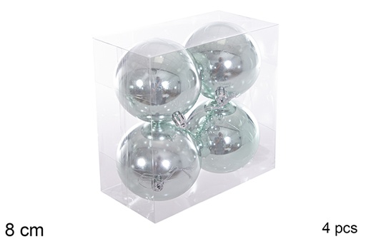 [116259] Pack 4 boules à paillettes vert menthe 8 cm
