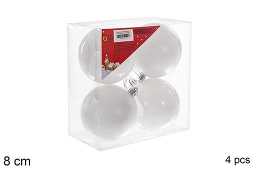 [116262] Pack 4 boules blanc brillant/mat 8 cm