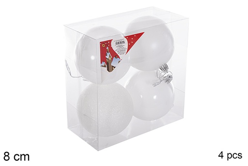 [116262] Pack 4 glossy/matte white balls 8 cm