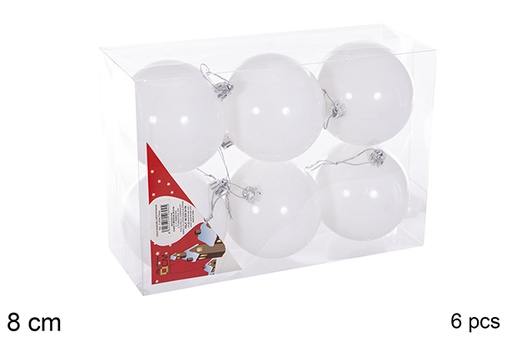 [116267] Pack 6 bolas blanca brillo 8 cm