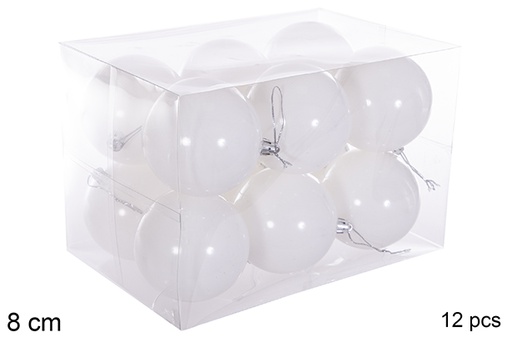 [116296] Pack 12 boules pailletées blanches 8 cm