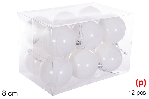 [116296] Pack 12 boules pailletées blanches 8 cm