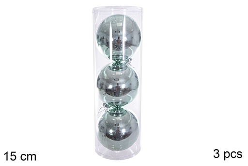 [116300] Pack 3 mint green glitter balls 15 cm