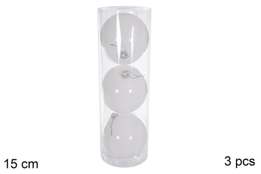 [116302] Pack 3 bolas blanca brillo 15 cm