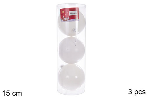 [116303] Pack 3 boules blanc brillant/mat 15 cm