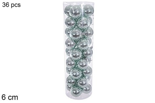 [116325] Pack 36 bolinhas glitter verde menta cilindro 6 cm