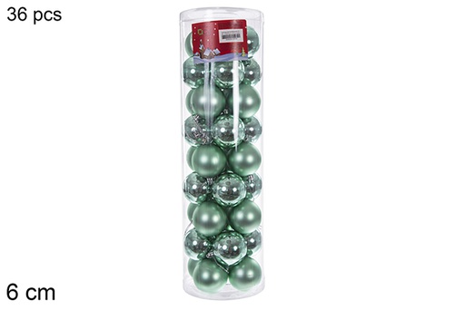 [116326] Pack 36 mint green glossy/matt balls cylinder 6 cm